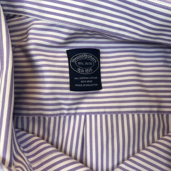 Brooks Brothers Mens Dress Shirt Size XXL 18.5 Neck Non Iron Striped Purple - Picture 6 of 16